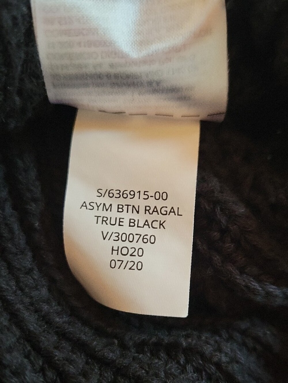 GAP Black Asymmetrical Button Raglan Rib Knit 100% Cotton Sweater Women's Size M - Picture 10 of 10